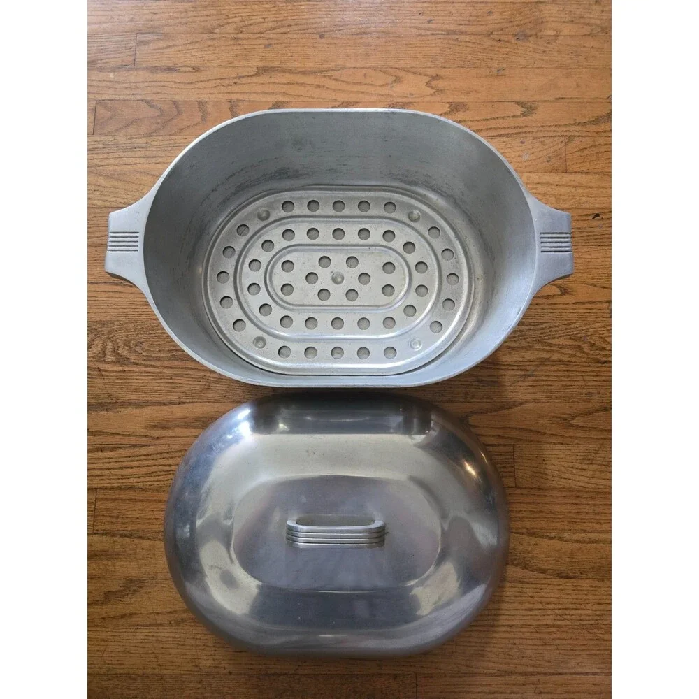 Vtg Large Magnalite GHC Dutch Oven Roasting Pan Lid & Tray 19 9/16 x 18 5/8 USA